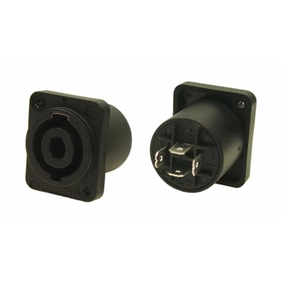 RS PRO Straight Panel Loudspeaker Connector 4 Way Female Black 20A Push-in 208-0629