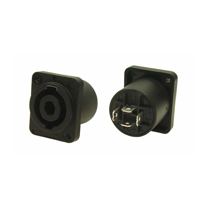 RS PRO Straight Panel Loudspeaker Connector 4 Way Female Black 20A Push-in 208-0629