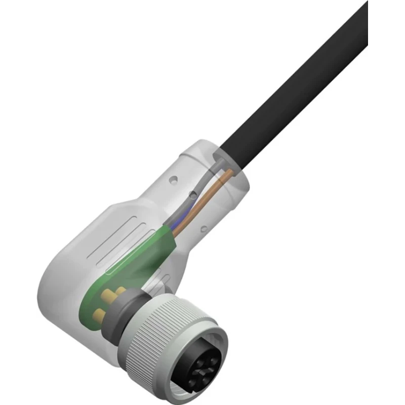 RS PRO Female 4 Way Right Angle to Unterminated Sensor Actuator Cable 25 m, PVC Jacket, Black, IP67, 30V 208-0537