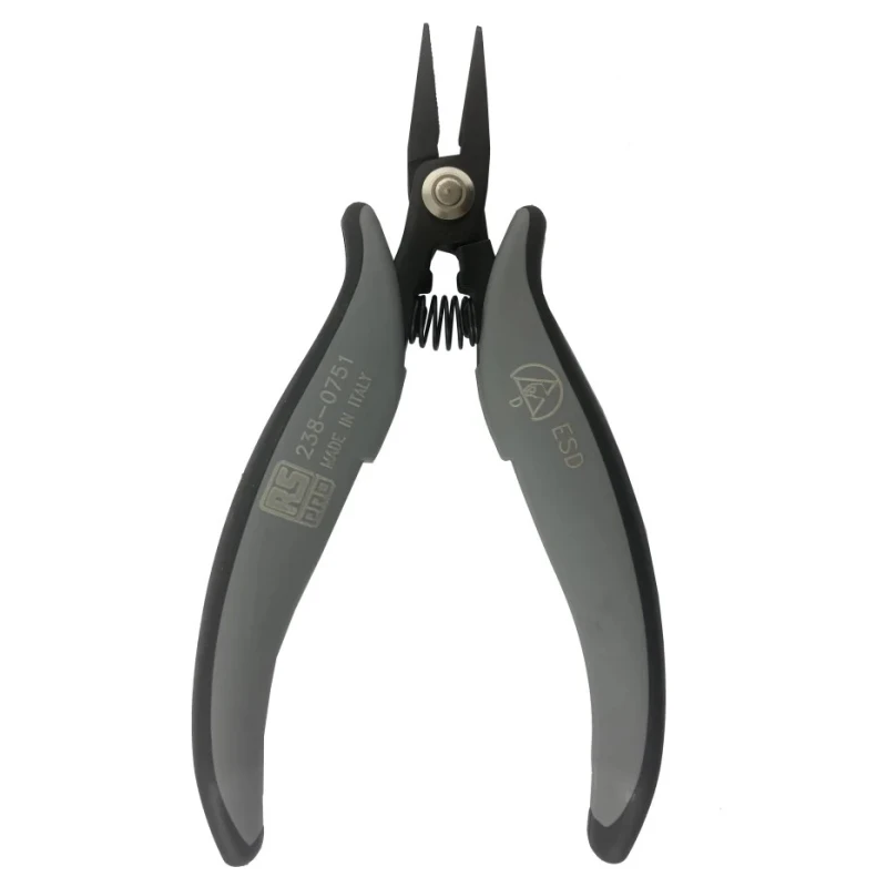 RS PRO 1-Piece Carbon Steel Long Nose Plier with Serrated Jaw, 146mm Length, 19mm Jaw, ESD Safe 238-0751