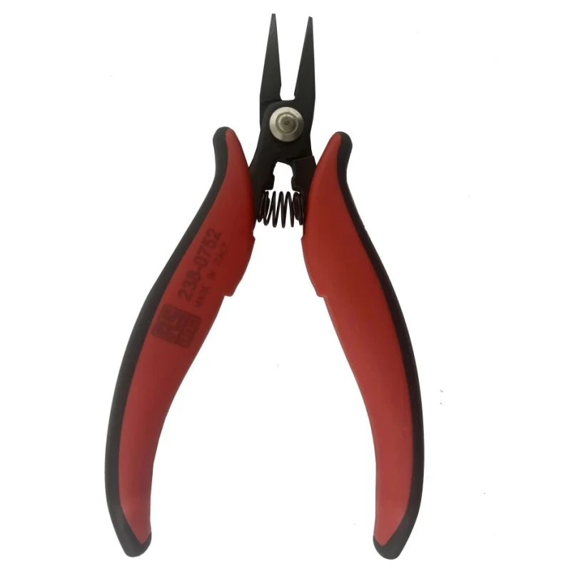 RS PRO Flat Nose Plier Carbon Steel Chrome Finish Insulated Handle 146mm Length 12mm Jaw 238-0752