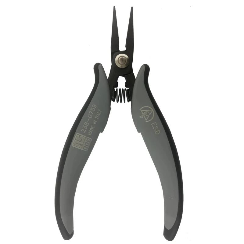 RS PRO 1-Piece Flat Nose Plier Carbon Steel Insulated Handle ESD Safe 154mm Overall, 25mm Jaw 238-0759