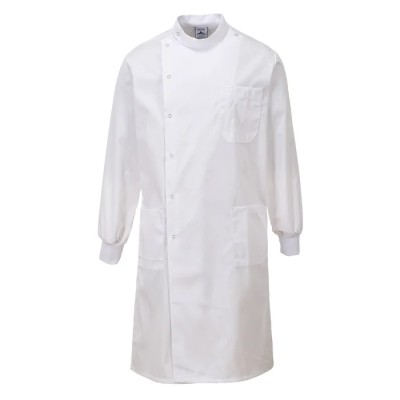 Portwest White Men's Reusable Lab Coat Size M with 3 Pockets 171-6839