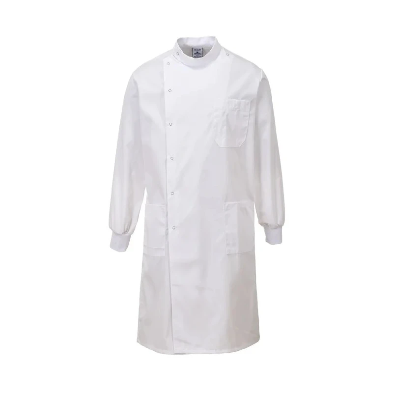 Portwest White Men's Reusable Lab Coat Size M with 3 Pockets 171-6839