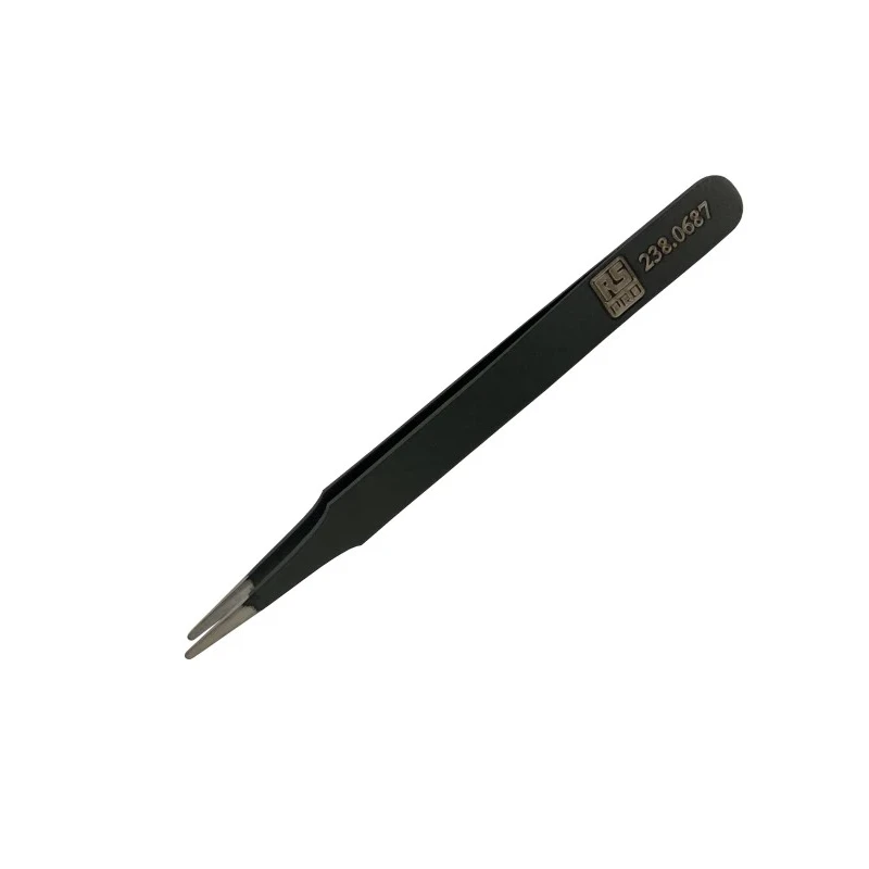 RS PRO 120mm Low Carbon Austenitic Steel Rounded, Flat ESD Safe Tweezer 238-0687