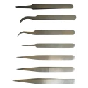 RS PRO Tweezers Set Low Carbon Austenitic Steel Curved Fine Rounded Flat 130mm 7 Pieces 238-0742