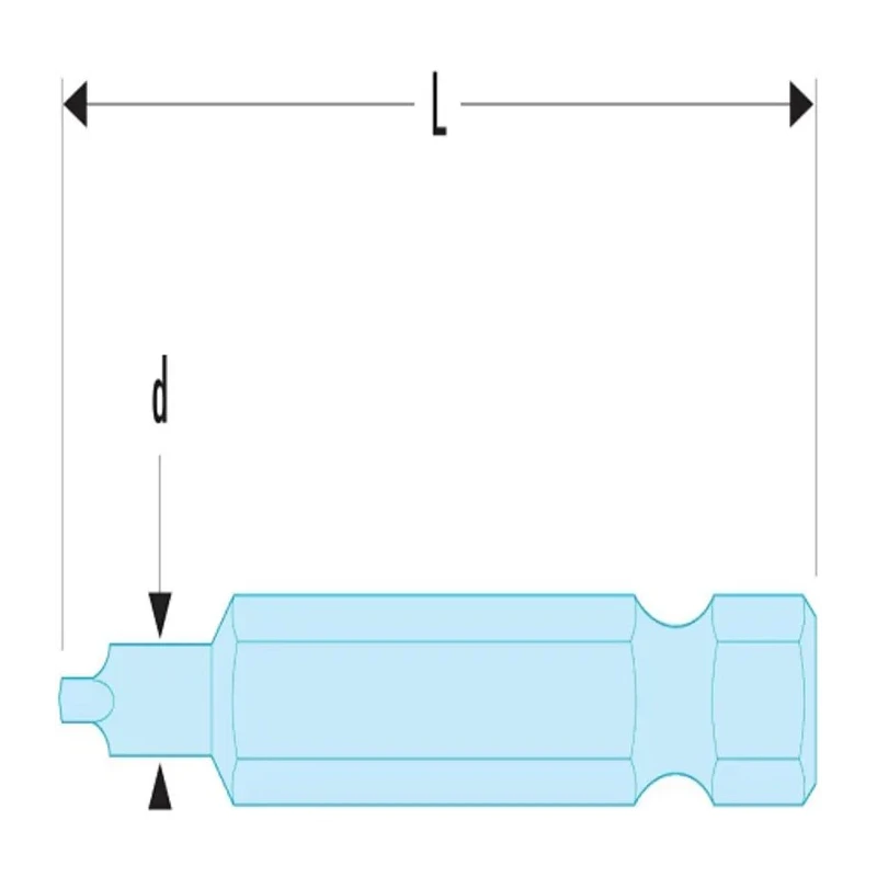 Facom Square Drive Screwdriver Bit 6.35 mm Drive Size, 76.2 mm Size, 50 mm Overall Length ECAR.603