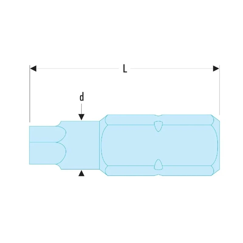 Facom Hex Screwdriver Bit, 7.94 mm Drive Size, 8 mm Head Size, 30 mm Overall Length EH.208