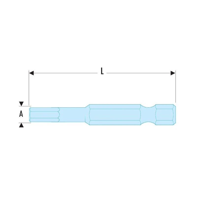 Facom Hex Screwdriver Bit 6 mm Size, 6.35 mm Drive Size, Hex Drive, 50 mm Length EH.606