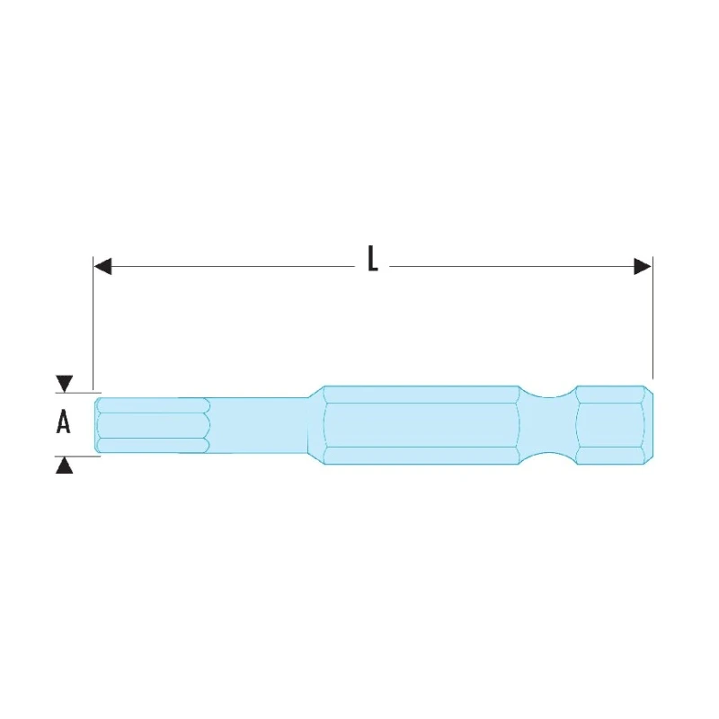 Facom Hex Screwdriver Bit, 6.35 mm Drive Size, 8 mm Tip Size, 50 mm Overall Length EH.608