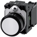 Siemens SIRIUS ACT 3SU11 Series Push Button Complete Unit, Panel Mount, 22 mm Cutout, White, SPST, IP66 3SU1100-0AB60-1BA0