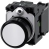 Siemens SIRIUS ACT 3SU11 Series Push Button Complete Unit, Panel Mount, 22 mm Cutout, White, SPST, IP66 3SU1100-0AB60-1BA0