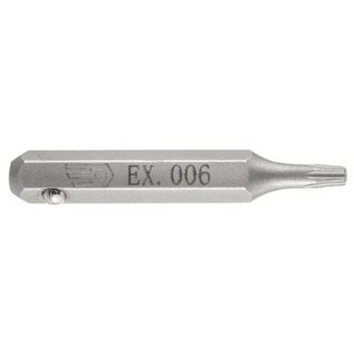 Facom Screwdriver Bit, 4 mm Hex Drive Size, T7 Tip, 28 mm Overall Length, 1-Piece EX.007