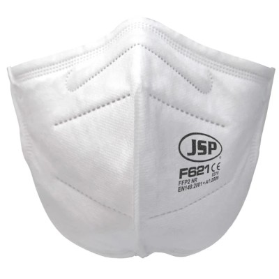 JSP F600 Series FFP2 Disposable Face Mask Flat Fold 40 Per Pack White Protective Respirator 