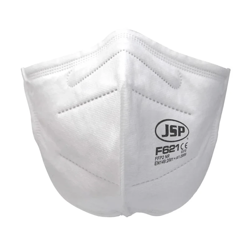 JSP F600 Series FFP2 Disposable Face Mask Flat Fold 40 Per Pack White Protective Respirator 