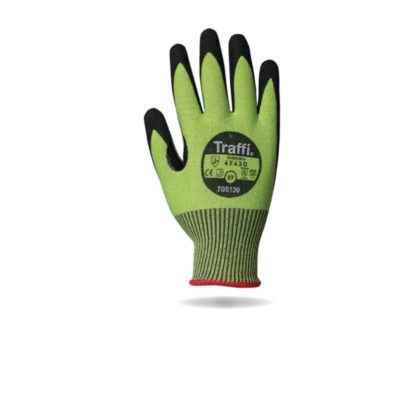 Traffi Liquid/Oil Repellent Cut Level D Heat Resistant Safety Glove Size 6 Cohesion Carbon Coating TG5130 : A-TG5130-GR-6