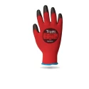 Traffi Black, Red Nylon General Handling Gloves Size 8 Polyurethane Coating TG1010