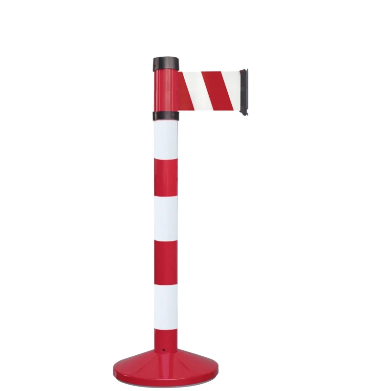 RS PRO White Red Safety Retractable Barrier Metal Polyester Tape 4m 174-5910