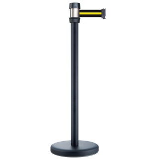 RS PRO Black Strap Post Retractable Barrier Yellow Black Tape Polyester Polypropylene 2 m 174-5972