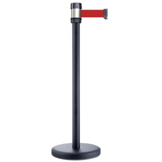 RS PRO Black Strap Post Red Tape Polyester Polypropylene Retractable Barrier 2m 174-5974