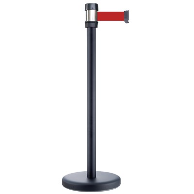 RS PRO Black Strap Post Red Tape Polyester Polypropylene Retractable Barrier 2m 174-5974