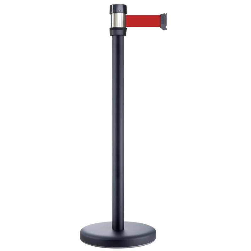 RS PRO Black Strap Post Red Tape Polyester Polypropylene Retractable Barrier 2m 174-5974