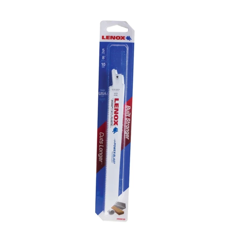 Lenox Reciprocating Saw Blade 5-Piece Set 203 mm Length 19 mm Width 1.3 mm Thickness 10 Teeth Per Inch 20580810R