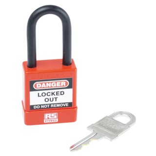 RS PRO Red 1-Lock Safety Lockout Padlock, ABS Steel Polyvinyl Chloride Body, 6mm Shackle Diameter 46mm Length 175-1182