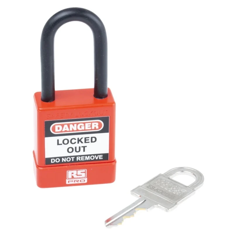 RS PRO Red 1-Lock Safety Lockout Padlock, ABS Steel Polyvinyl Chloride Body, 6mm Shackle Diameter 46mm Length 175-1182