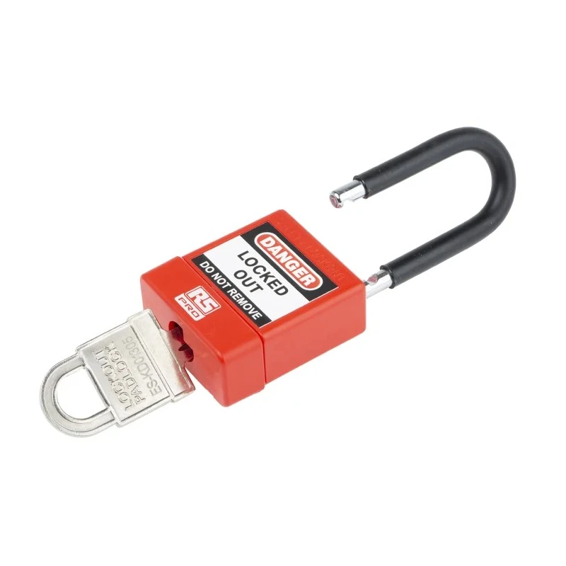 RS PRO Red 1-Lock Safety Lockout Padlock, ABS Steel Polyvinyl Chloride Body, 6mm Shackle Diameter 46mm Length 175-1182