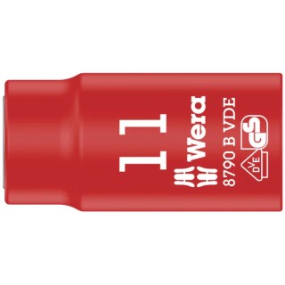 Wera 3/8 in Drive 11 mm 6 Point Hex VDE Insulated Socket 1000V Approved, 46mm Overall Length 05003857001