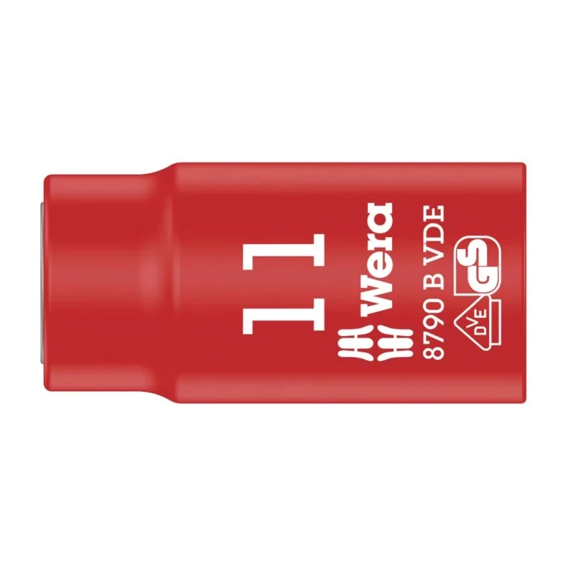 Wera 3/8 in Drive 11 mm 6 Point Hex VDE Insulated Socket 1000V Approved, 46mm Overall Length 05003857001