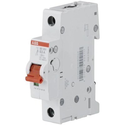 ABB 1-Pole DIN Rail Isolator Switch, IP40 IP20, 25A, Screw Terminal, Grey Handle 2CDD281101R0025 SD201/25