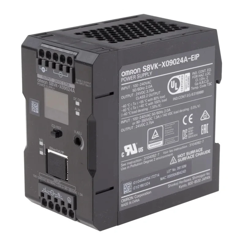 Omron S8VK-X Switched Mode DIN Rail Power Supply 100-240V AC Input, 24.1V DC, 3.75A Output, 90W S8VK-X09024A-EIP