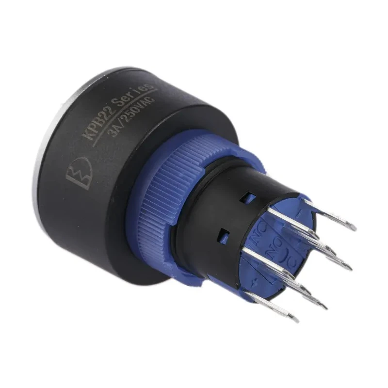 RS PRO Illuminated Push Button Switch Momentary Panel Mount 22.2 mm Cutout DPDT Blue LED IP65 250 V AC 175-8272