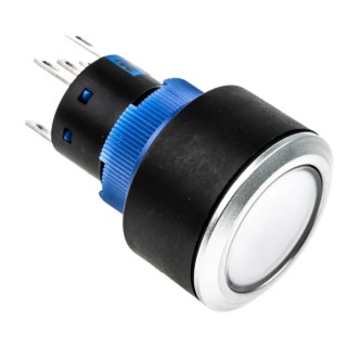 RS PRO Illuminated Momentary Push Button Switch Panel Mount SPDT Blue LED IP65 250 V 175-8279
