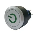 RS PRO Illuminated Push Button Switch Momentary Panel Mount SPDT Silver LED Green 22.2 mm Cutout IP65 250V 175-8419