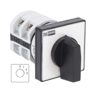 RS PRO Cam Switch 4 Position 30° Knob Actuator 20 A 690 V 1 Pole Panel Mount 5000000 Operations 208-3907