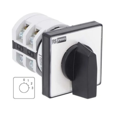 RS PRO Cam Switch 4 Position 30° Knob Actuator 20 A 690 V 1 Pole Panel Mount 5000000 Operations 208-3907