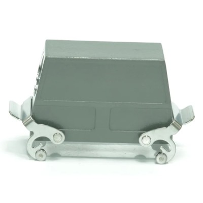 RS PRO Heavy Duty Power Connector Housing Die Cast Aluminium IP65 Side Mount M40 Thread 2 Lever Locking 208-3996