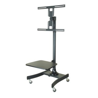 RS PRO Black Portable TV Stand Floor Mount, Fits 27 to 47 inch Screens, Adjustable Height 103-163 cm, Steel 176-3382