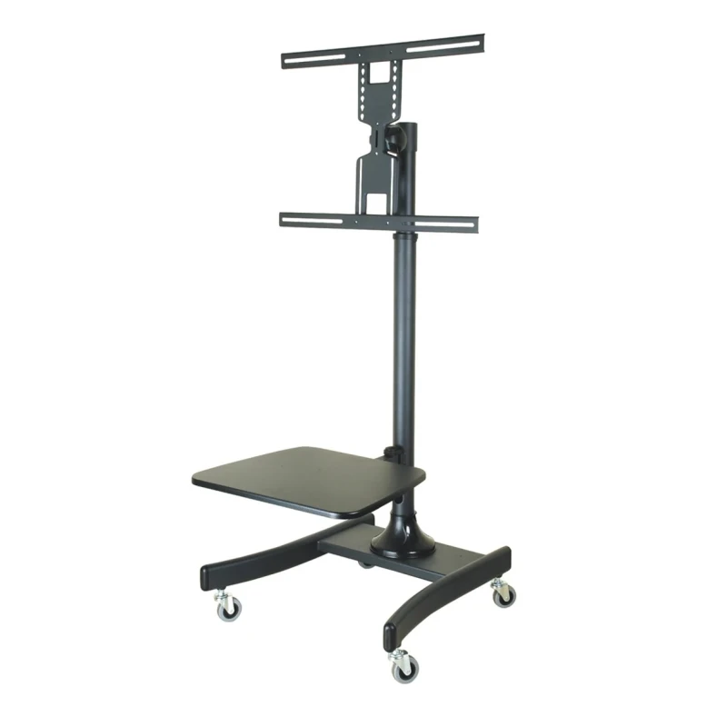RS PRO Black Portable TV Stand Floor Mount, Fits 27 to 47 inch Screens, Adjustable Height 103-163 cm, Steel 176-3382