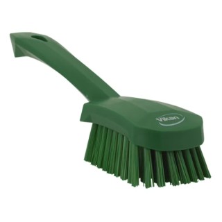 Vikan Hard Bristle Green Scrubbing Brush, 36 mm Bristle Length, Polyester Bristle Material, Green Handle 41922