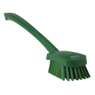 Vikan Hard Bristle Green Scrubbing Brush, 36 mm Bristle Length, Polyester Material, Green Handle 41862