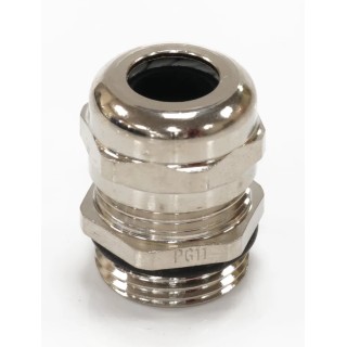 RS PRO Metal Cable Gland Thread Size PG11 Nickel Plated Brass Female Straight Silver for Heavy Duty Power Connector 208-4628