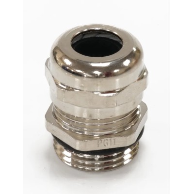 RS PRO Metal Cable Gland Thread Size PG11 Nickel Plated Brass Female Straight Silver for Heavy Duty Power Connector 208-4628