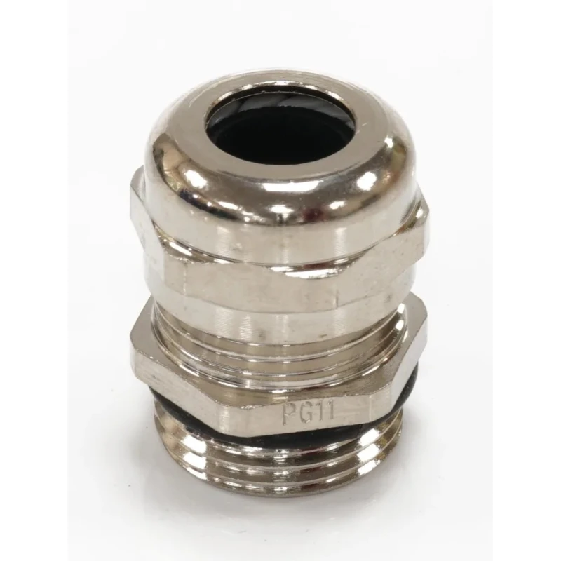 RS PRO Metal Cable Gland Thread Size PG11 Nickel Plated Brass Female Straight Silver for Heavy Duty Power Connector 208-4628