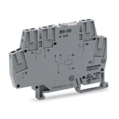 WAGO Electromechanical Interface Relay, DIN Rail Mount, 24V dc Coil, SPDT, 10mA, Gold Plated Silver Nickel Contacts 859-392