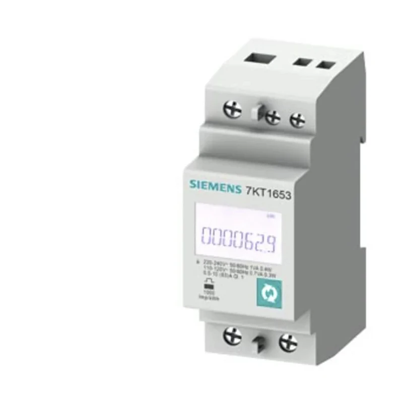 Siemens 1 Phase Digital LCD Energy Meter Type 7KT1655, 230 V, 65 A, Self-Powered, Screw Terminals 7KT1655
