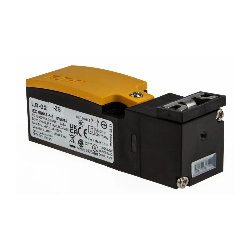 Eaton LS4 ZB Safety Interlock Switch Spring Lock with Actuator Included, Plastic Housing, IP65/IP66, 2 NC 106817 LS-02-ZB